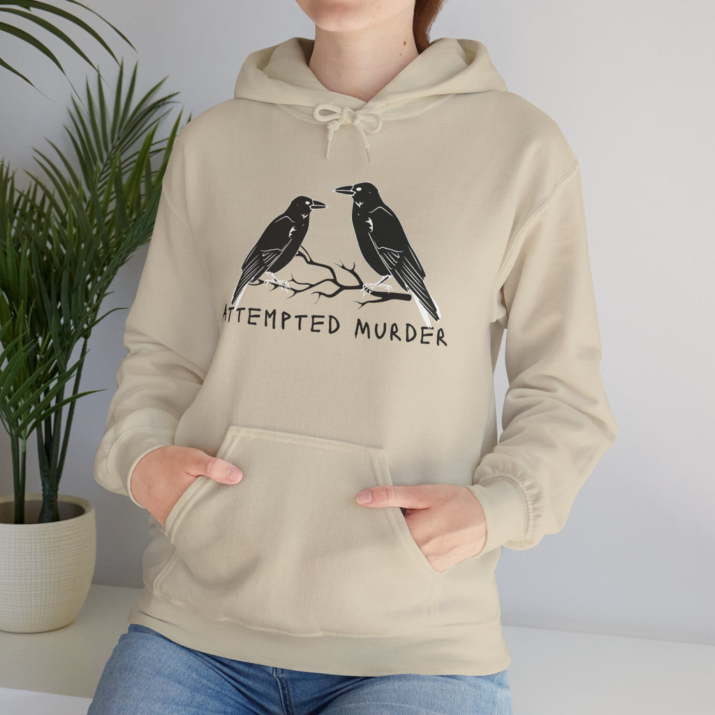 Humorous Unisex Hoodie- Attempted Murder Design