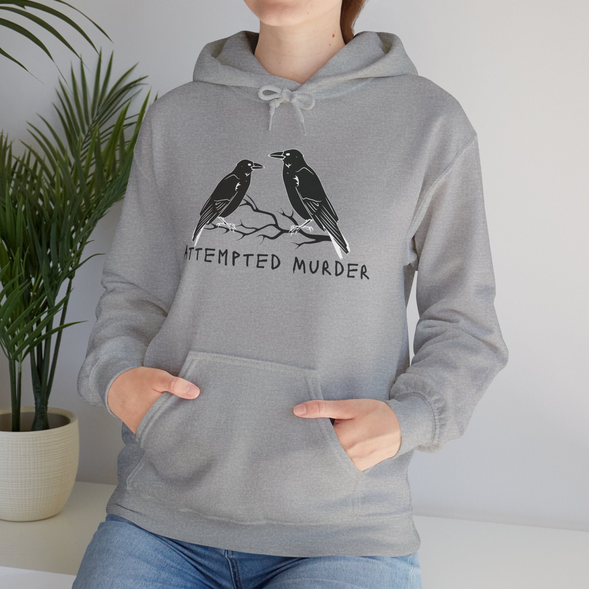 Humorous Unisex Hoodie- Attempted Murder Design