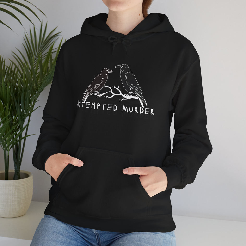Humorous Unisex Hoodie- Attempted Murder Design