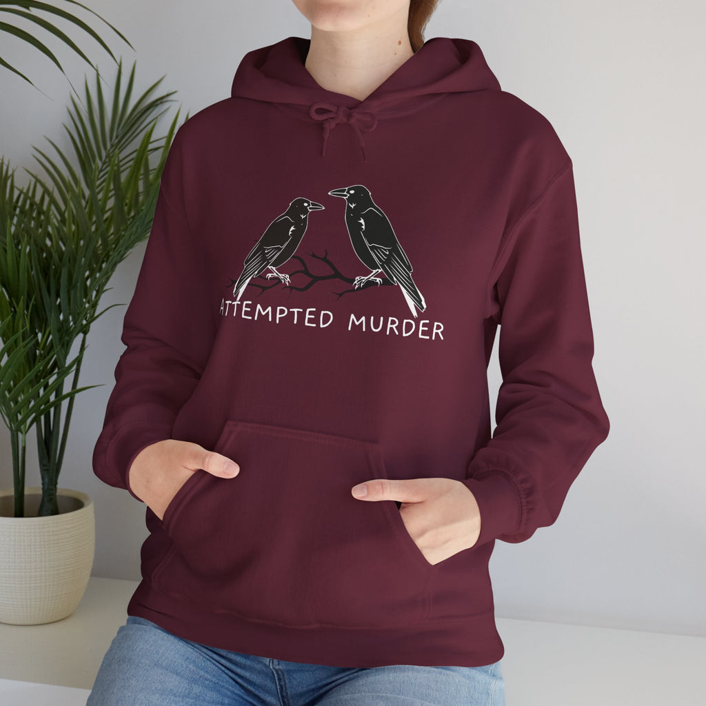 Humorous Unisex Hoodie- Attempted Murder Design
