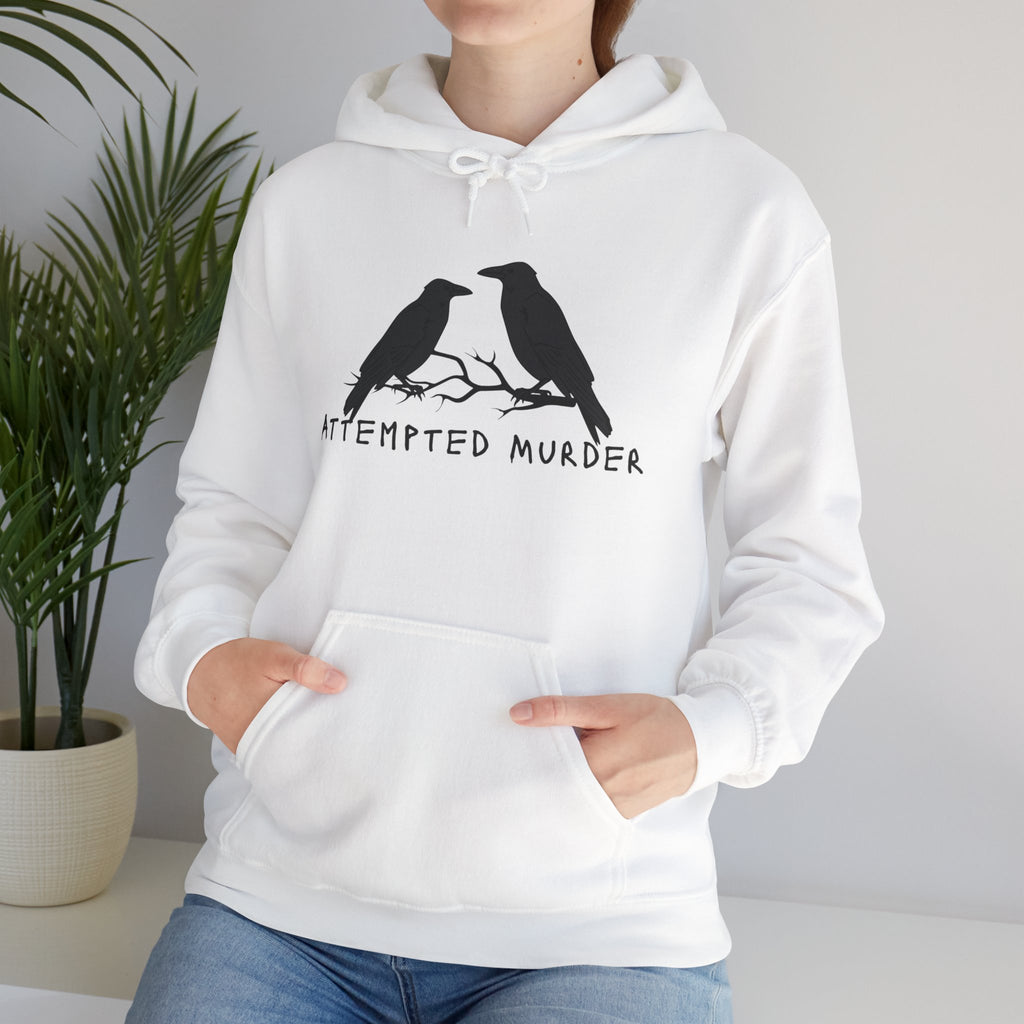 Humorous Unisex Hoodie- Attempted Murder Design